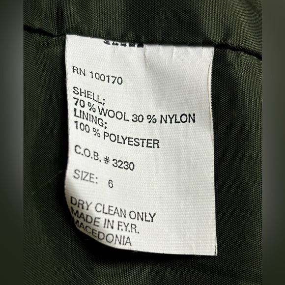 SANDRO Wool Peacoat Midi Maxi Long Line Single Army Green Vintage Kate Middleton - Picture 13 of 16